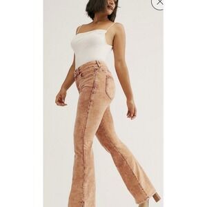 Free People Sz 32 We The Free CRVY Foxy Lady Velvet Bootcut Pants Pink High Rise